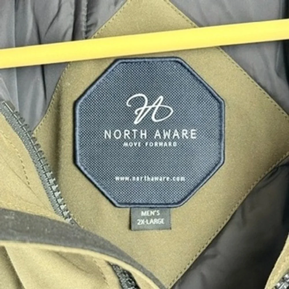 North‎ Aware Parka Jacket Mens 2XL Brown Faux Fur Hood Heavyweight Winter Coat